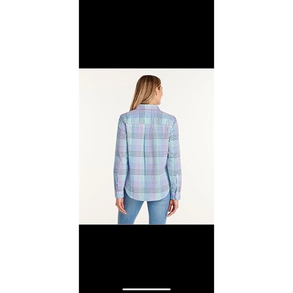 LL Bean Vacationland Seersucker Pastel Gingham Plaid Button Up Shirt Size Large - Picture 13 of 13